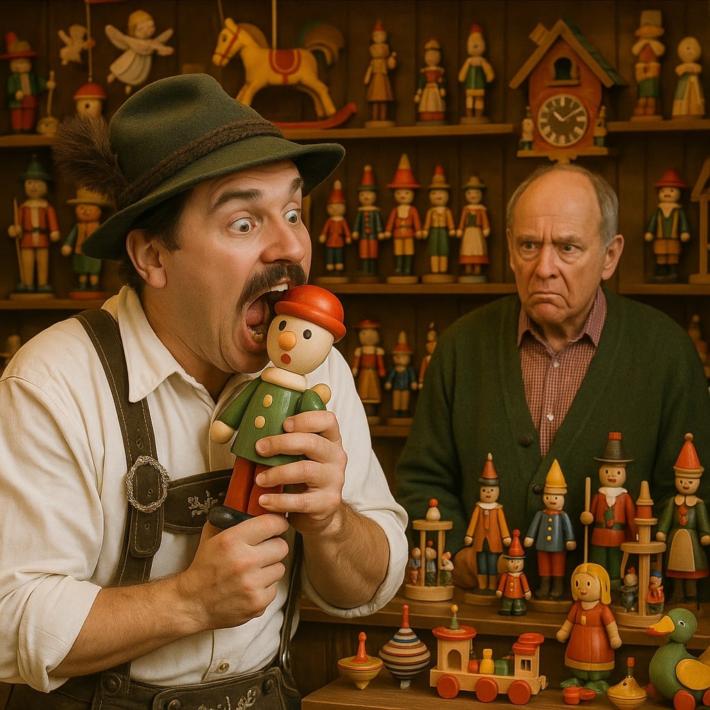 Carved wooden owl on artisan's workbench